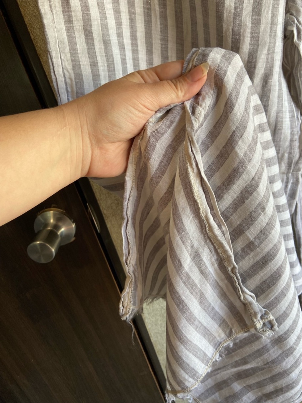 XCVI 100% linen wide leg pants grey & white stripe XL summer beach natural fiber - Picture 3 of 7